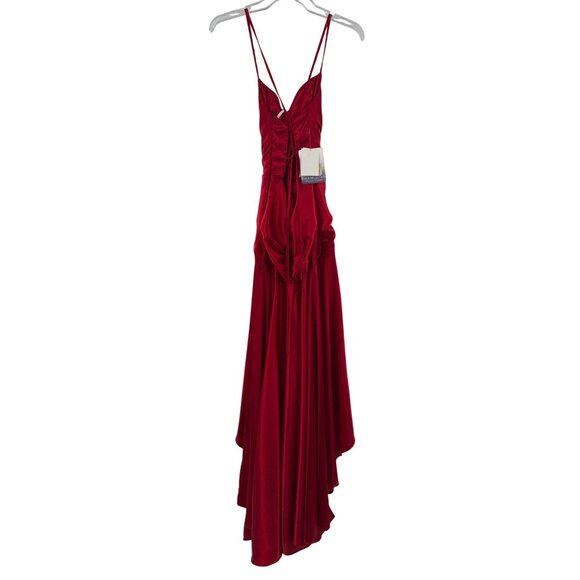 Jessica McClintock Gunne Sax Size 1 Satin Strappy Back Formal Gown High Low - Picture 2 of 11